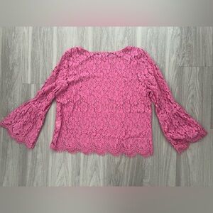 Karen Kane Pink Lace Flare Sleeve Blouse XL